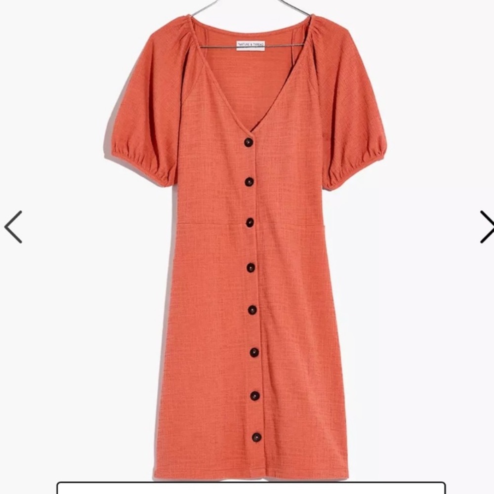 Madewell Texture & Thread Puff-Sleeve Dress / short Sleeve Button Down - Picture 2 of 7